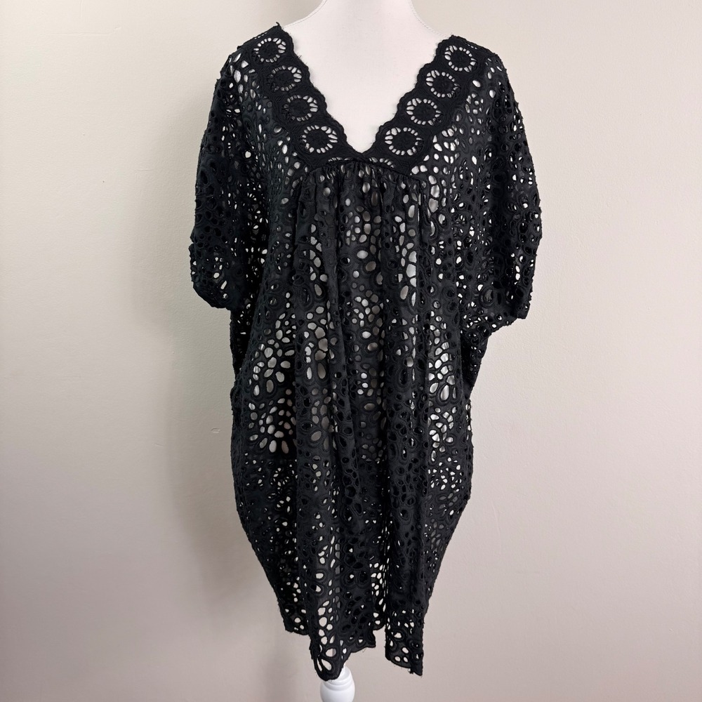 Dixie DX Collection Black Eyelet Lace Mini Dress Made in Italy Cotton Small NWT